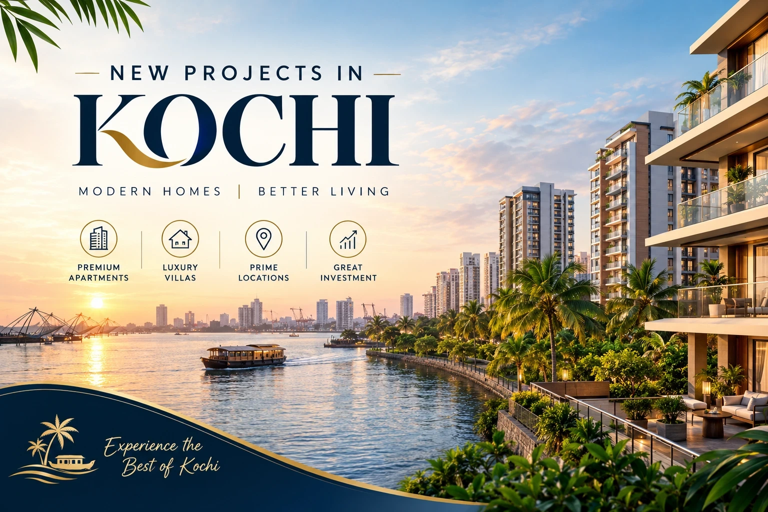 Kochi residential area with premium apartments and green surroundings near Kakkanad